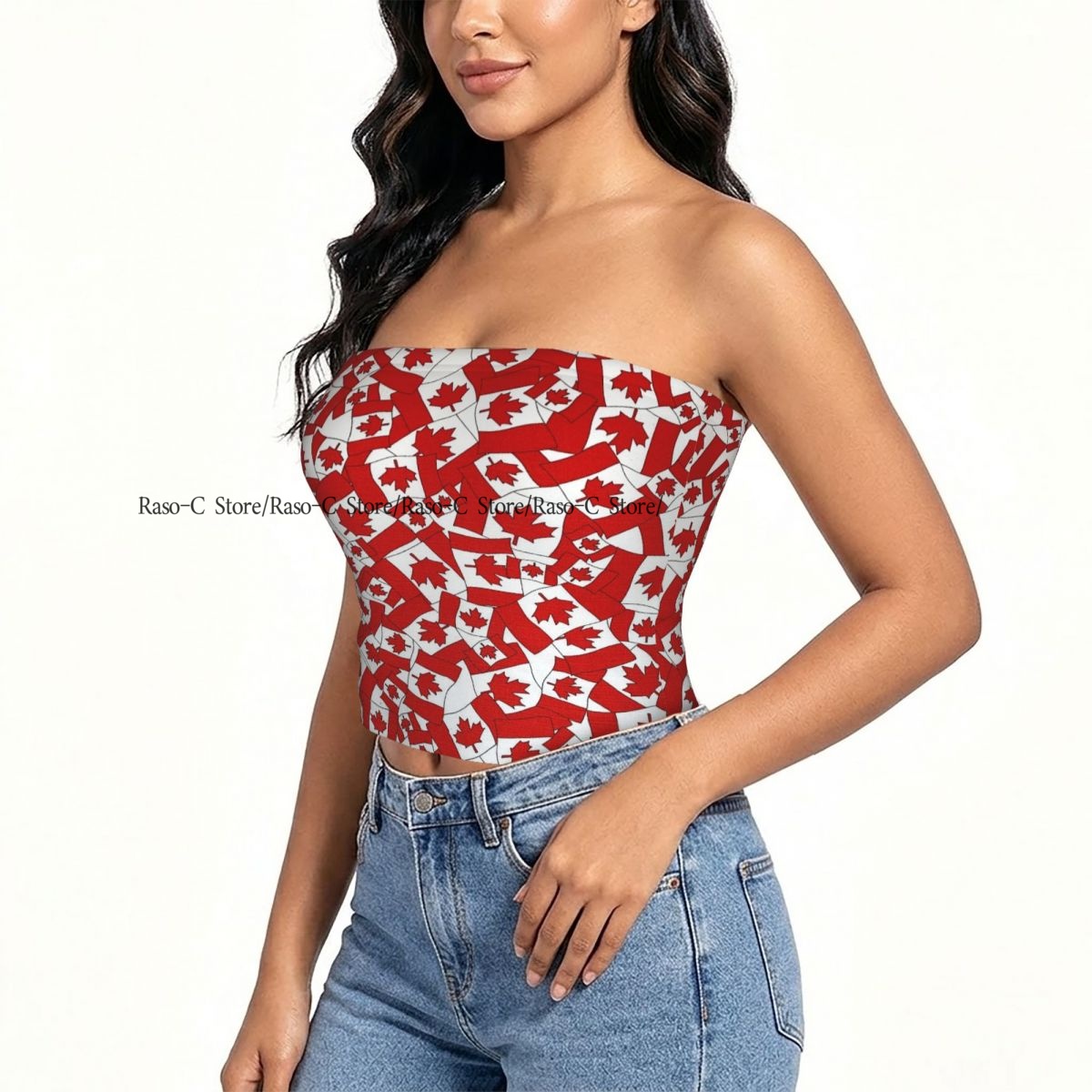Summer Clothing Women Canada - Dames Block Crop Slim Tube Top